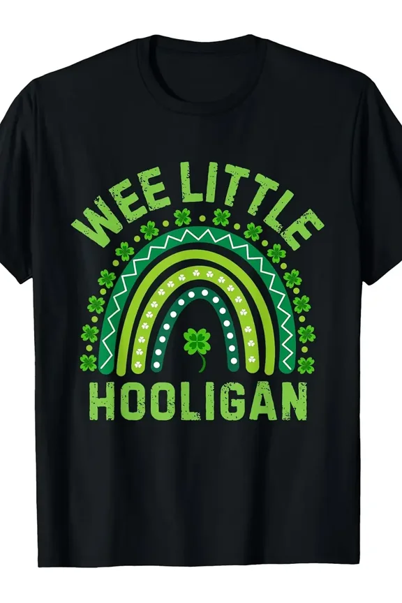 Funny Wee Little Hooligan St Patrick's Day Rainbow Graphic Short Sleeve Tee