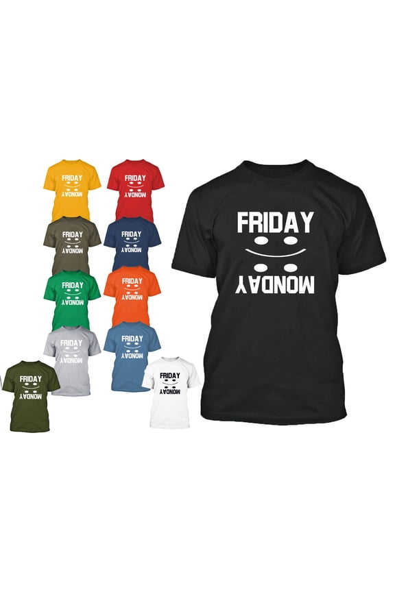 Funny Weekend Friday Monday Printed Men's T-shirt Short Sleeve T-Shirt Soft and Comfy Shirt, Lightweight Shirt Color White Large