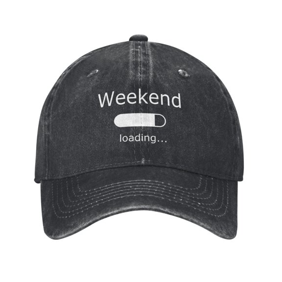 Funny Weekend Loading Baseball Cap Vintage Soft Washed Denim,Golf Dad Hat Adjustable Trucker Hats for Men Women Unisex Adult,Black