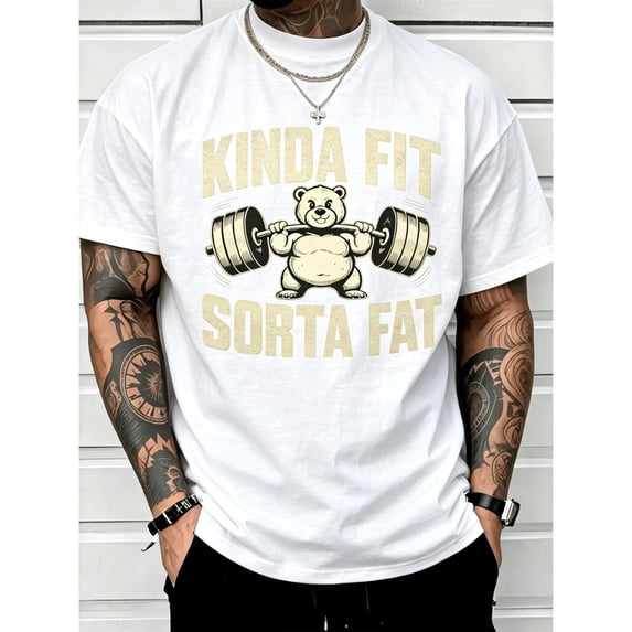 Funny Weightlifting Bear Tee – Cotton Heavyweight Oversized Gym Shirt