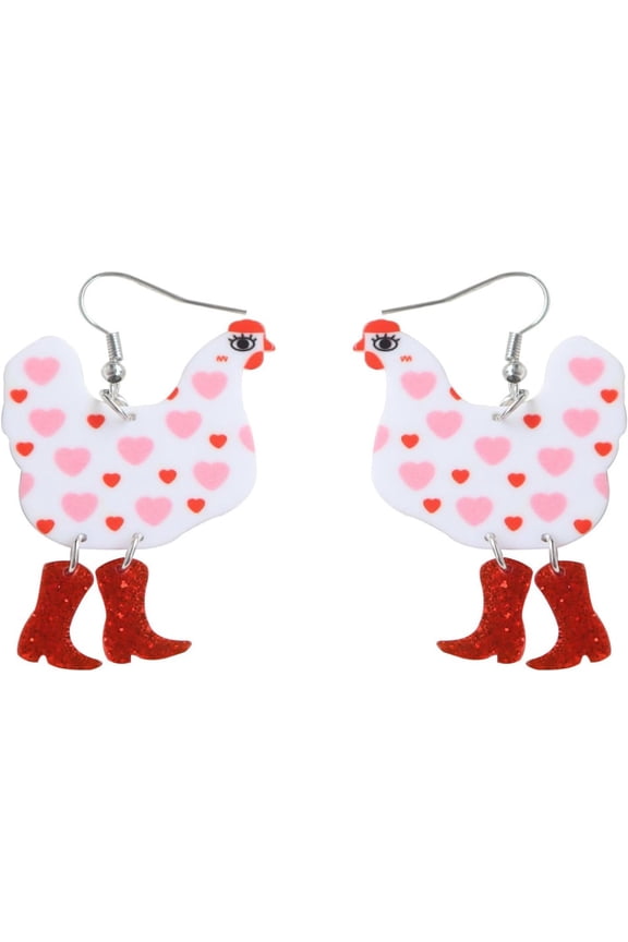 Funny Weird Cute Acrylic Big Rooster Chicken Panda Dinosaur Sheep Drop Dangle Creative Cartoon Anime Lightweight Earrings Jewelry for Women