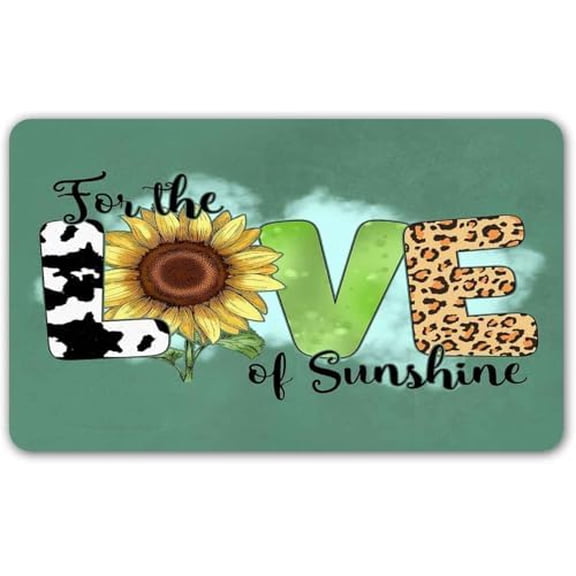 Funny Welcome Dooormat with Back for The Love of Sunshine Funny Doormat with Saying for Entrance Way Indoor Decor Mats for Porch Door Mat 17x30 Inch.