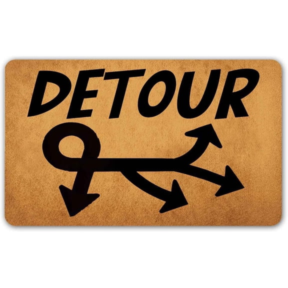 Funny Welcome Doormat Entrance Way Decor Indoor 30(L) x 17(W) Detour Personalized Front Porch Mats No Slip House Warming Gift Prank Gift Mat.