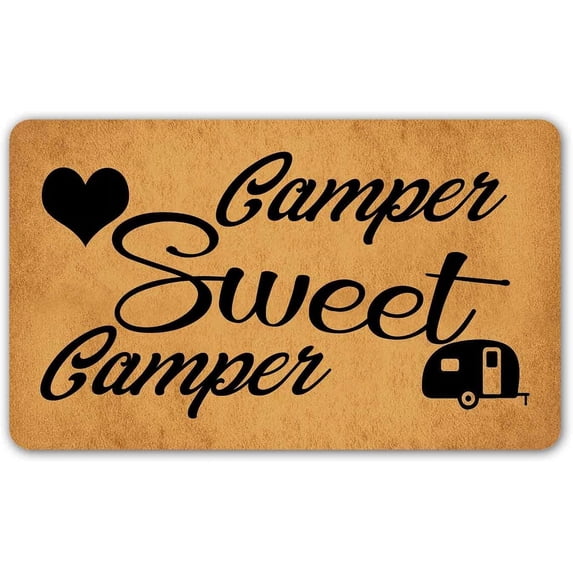 Funny Welcome Doormat Entrance Way Decor Indoor Welcome Mat 24"x16" Camper Sweet Camper Personalized Front Porch Mats No Slip House Warming Gift Prank Gift Mat