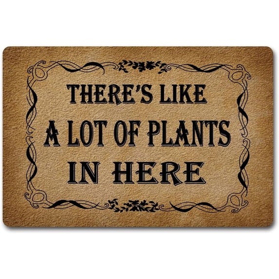 Funny Welcome Doormat For Entrance Way Indoor Front Porch Rugs There's Like a Lot Of Plants In Here Personalized Funny Home Decor Plants Weed Mat Anti-Slip Novelty Prank Gift Mats24"(L) x 16"(W)