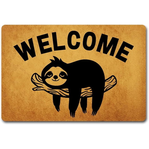 Funny Welcome Doormat For Front Door Front Porch Entrance Way Decor Sloth Welcome Cute Animal Sloth Mode Personalized House Warming Gift Mats With Anti-Slip Back Novelty Gift Mat(24X16 in)
