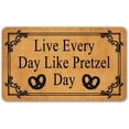thumbnail image 1 of Funny Welcome Doormat Front Door Entry Rugs Welcome Mat with Back 24"x16" Live Every Day Like Pretzel Day House Warming Gift Decorative Mats for Front Porch No Slip Kitchen Rug and Mats, 1 of 4