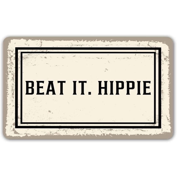 Funny Welcome Doormat Front Porch Decor Rugs with 16*24 in Beat It Hippie Personalized Doormat for Entrance Monogram Mats for Front Door No Slip Kitchen Rug and Mats