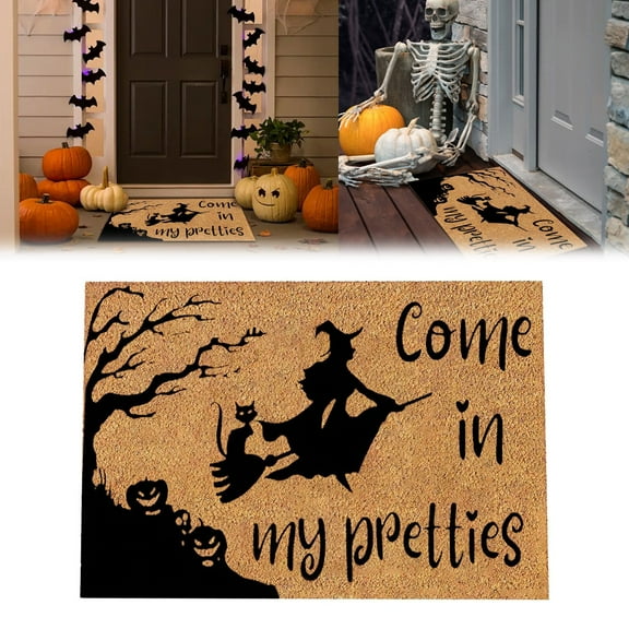 Funny Welcome Doormat Halloween Decor Witch Bat Halloween Theme Doormat Decor Mats 24"(L) x 16"(W)Witch Please Halloween Witch Bats Funny Doormat for Entrance Way Personalized Mat for Front Door