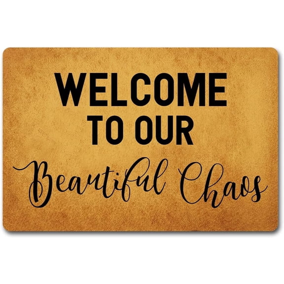 Funny Welcome Doormat Indoor Entrance Mat Welcome to Our Beautiful Chaos Personalized Kitchen Rug Anti-Slip Rubber Back 23.7 x 15.9 in