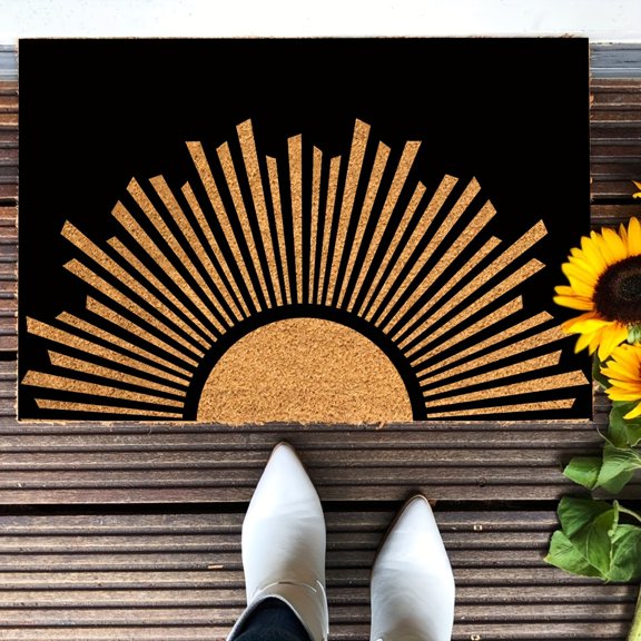 Funny Welcome Doormat Sunrise Sunshine Sunset Welcome Front Porch Decor Doormats for Entrance Non Slip Rubber Mat for Front Door Prank Gift Mats Kitchen Rugs And Mats 30 (L) X 18 (W)