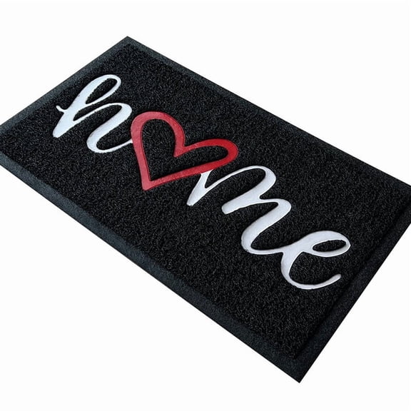 Funny Welcome Mat - Stylish Cursive 'HOME' Doormat, Durable PVC for Indoor/Outdoor Use, Perfect for Entryways and Home Decor,Black