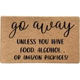 thumbnail image 1 of Funny Welcome Mats for Front Door - Go Away Welcome Mat, Funny Door Mats Outdoor Entrance, Front Porch Door Mats, Go Away Unless You Have Food or Amazon Packages 16x24 inch, 1 of 4