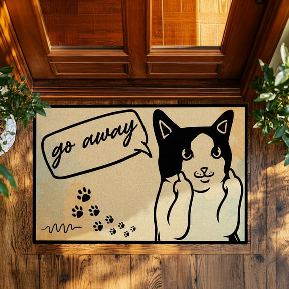 Funny Welcome Rug, Go Away Cat Doormat, Gift For Cat Lovers Gift For Family And Friend Doormats