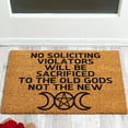 thumbnail image 1 of Funny Welcome No Soliciting Violators Will Be Sacrificed Decor Doormat Welcome Front Porch Decor Doormat for The Entrance Way Heavy-Duty PVC Back Outdoor Coir Doormat 23.6 x 15.7 inch, 1 of 8