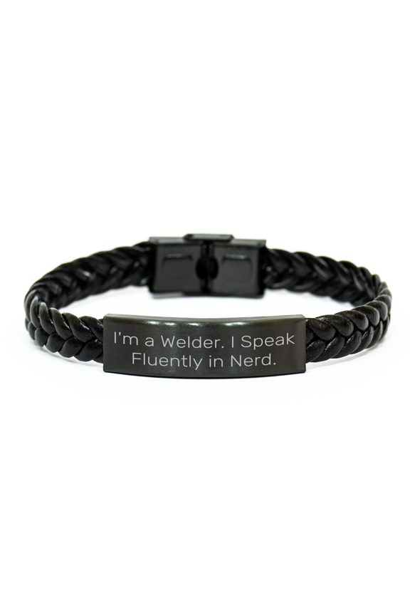 Funny Welder Gifts from Men to Gifts for Welders Interlaced Leather Bracelet for Father's Day
