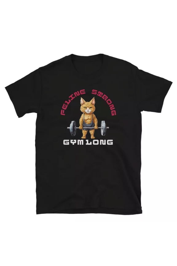 Funny Welding Cat Gym T-Shirt - Feline Strong Gym Long Motivation Graphic Tee