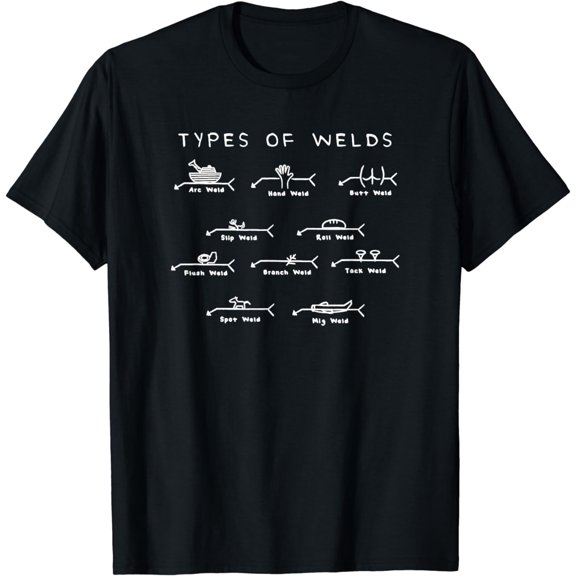 Funny Welding Gifts Ten Types of Welds Welding Humor Tee T-Shirt