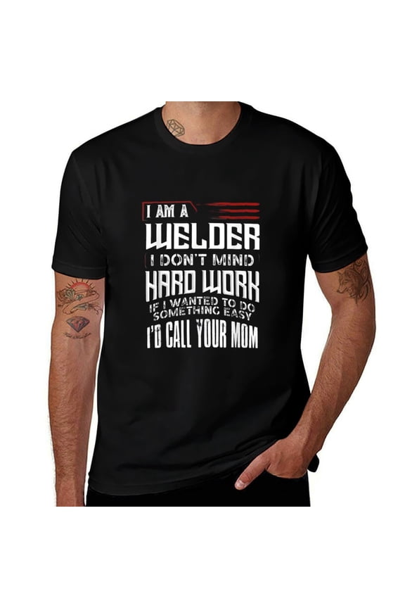 Funny Welding Mens T Shirts Cotton Short Sleeve T-Shirt Crew Neck Tees Casual Shirt