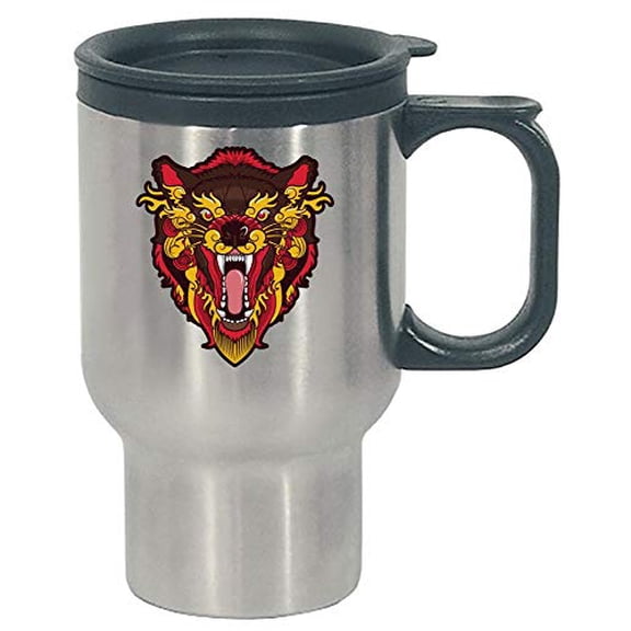 Funny Werewolf - Wolf Teeth Snarl Growl Legend Mythical Creature Humor - Stainless Steel Travel Mug