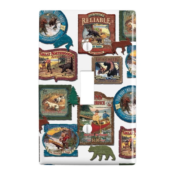 Funny Western Rustic Lodge Signs Plastic Wall Decor Toggle Light Switch Plate Cover