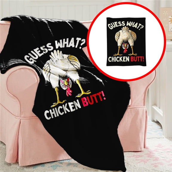 Funny What Chicken Butt Throw Blanket Fannel Fleece Soft Funny Blanket Travel Throw Blanket For Bed Couch Sofa For Teen