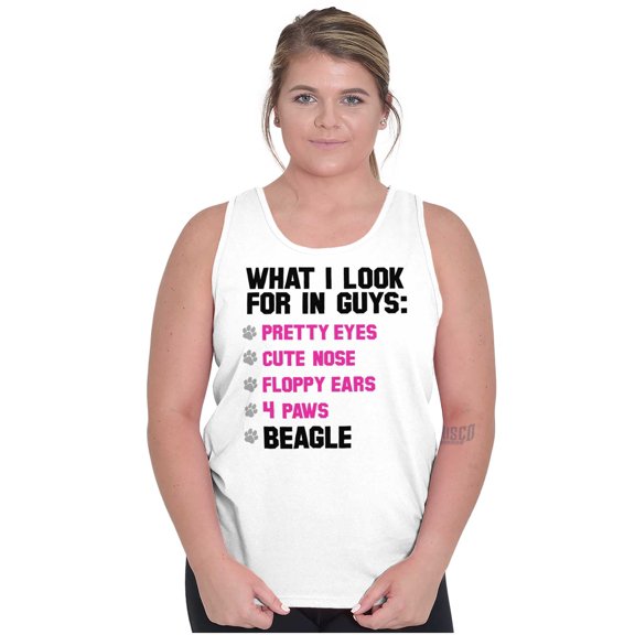 Funny What I Look In Guys Beagle Dog Womens Plus Size Graphic Tank Top Brisco Brands 3X