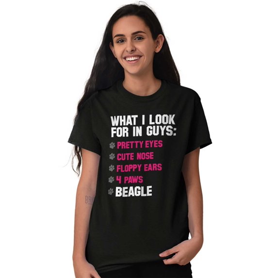 Funny What I Look In Guys Beagle Dog Women's Graphic T Shirt Tees Brisco Brands M