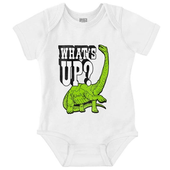Funny Whats Up Cool Dinosaur Pun Romper Boys or Girls Infant Baby Brisco Brands 6M