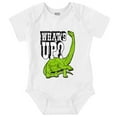 thumbnail image 1 of Funny Whats Up Cool Dinosaur Pun Romper Boys or Girls Infant Baby Brisco Brands NB, 1 of 7