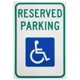 thumbnail image 1 of Funny Wheelchair Graphics Sign Reserved Parking Handicap Parking Sign Green Blue On White Size: 12 x 16 inch, 1 of 5