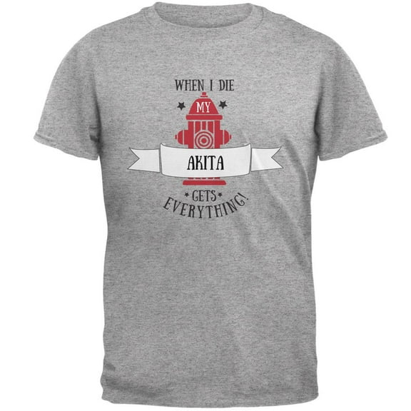 Funny When I Die Akita Heather Grey Adult T-Shirt - 2X-Large