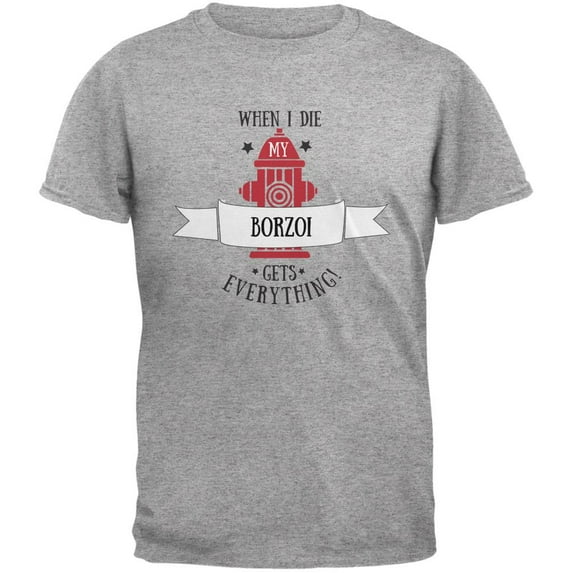 Funny When I Die Borzoi Heather Grey Adult T-Shirt - Small