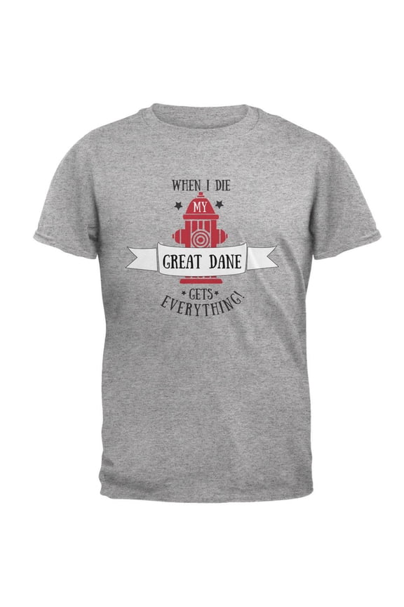 Funny When I Die Great Dane Heather Grey Adult T-Shirt - Medium