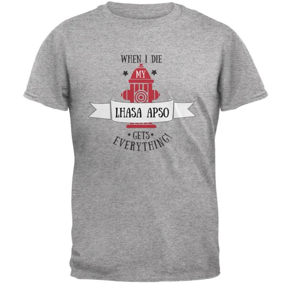 Funny When I Die Lhasa Apso Heather Grey Adult T-Shirt - X-Large