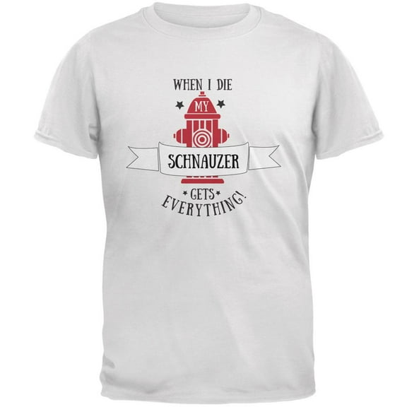 Funny When I Die Schnauzer White Adult T-Shirt - Large