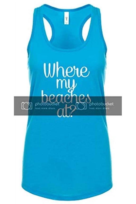 Funny Where My Beaches at Ladies Racerback Tank Top-Cancun-Large