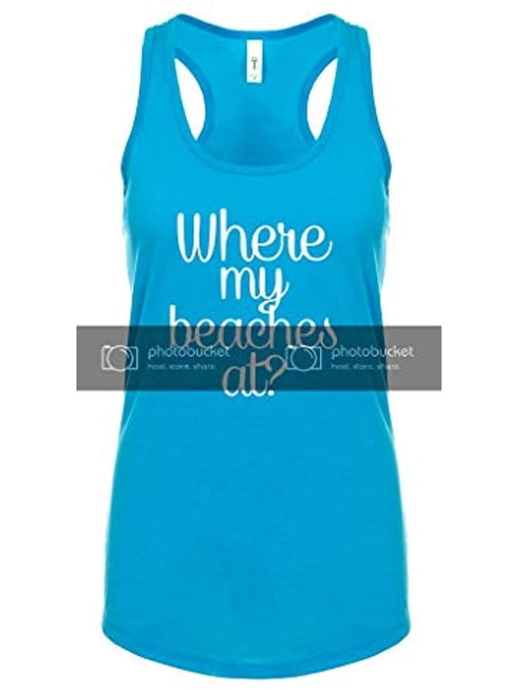 Funny Where My Beaches at Ladies Racerback Tank Top-Cancun-Large