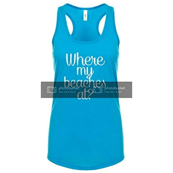 Funny Where My Beaches at Ladies Racerback Tank Top-Red-Small
