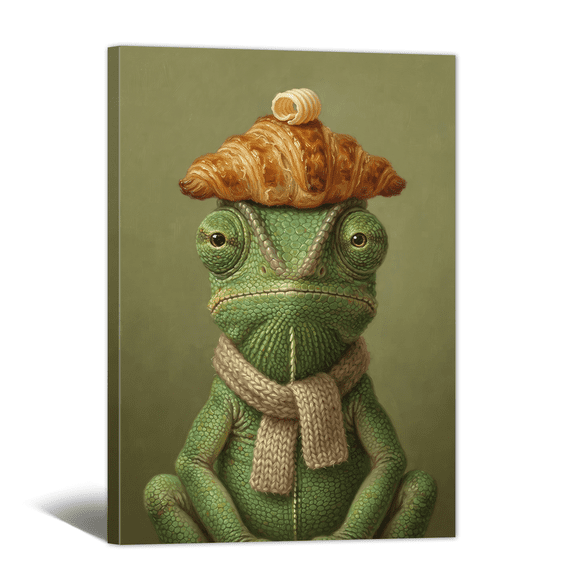 Funny Whimsical Frog Canvas Wall Art Abstract Standing Picture Prints, Eclectic Animal Artwork Paintings for Living Room Bedroom Bathroom Nursery Home Decor