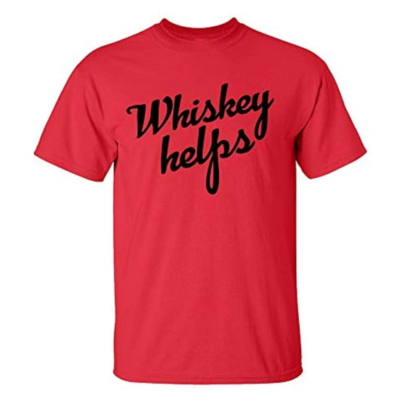 Funny Whiskey Helps Adult Short Sleeve T-Shirt-Red-Small