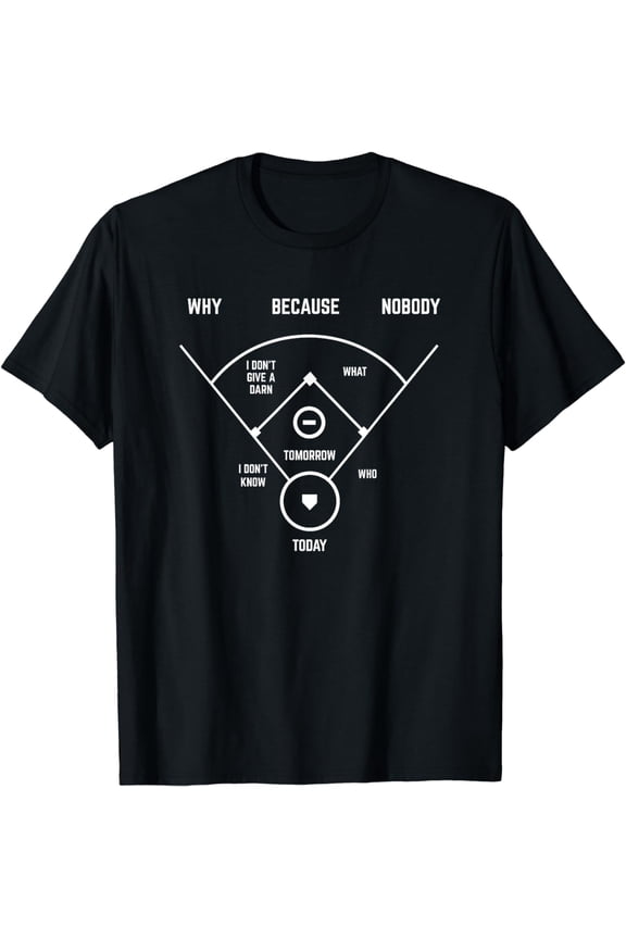 Funny Who's On First Baseball Vintage Joke Baseball Dad T-ShirtBrand clothing, men and women can wear, black, white, gifts.