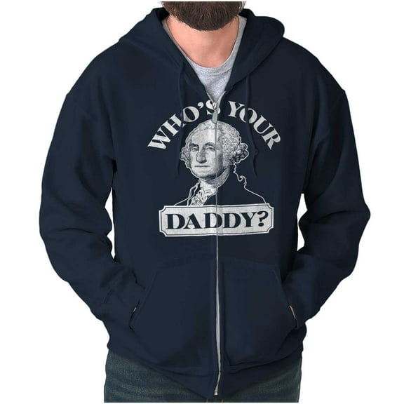 Funny Who's Your Daddy USA American Unisex Fleece Graphic Zip Up Hoodie Brisco Brands 2X