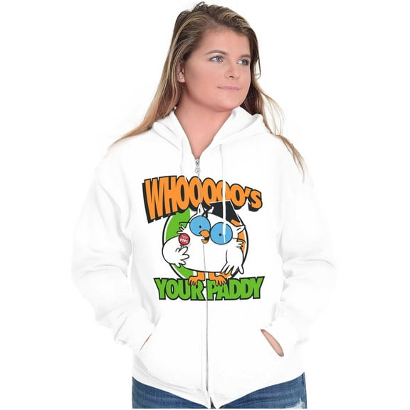 Funny Who's Your Paddy Tootsie Owl Zip Up Hoodie Men's Women's Brisco Brands M