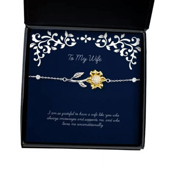 Funny Wife Gifts, I am so Grateful to Have a Wife Like You who Always, Beautiful Birthday Sunflower Bracelet from Wife, Funny Jewelry Gift Ideas, Funny Jewelry Gifts for Women, Funny Jewelry Gifts