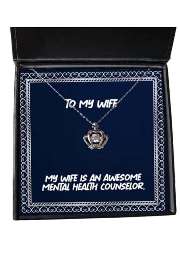 Funny Wife Gifts, My Wife Is an Awesome Mental Health Counselor, Inspirational Holiday Crown Pendant Necklace Gifts For , , Funny wife gift ideas, Gag gifts for wives, Novelty gifts for wives, Funny