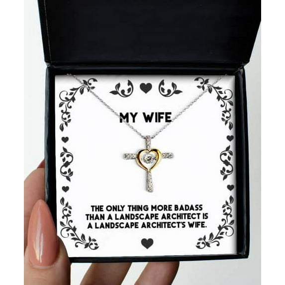 Funny Wife Gifts, The Only Thing More Badass Than a Landscape Architect is a, Nice Christmas Cross Dancing Necklace Gifts for Wife