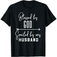 thumbnail image 1 of Funny Wife T-Shirt 'Blessed By God Spoiled By My Husband', 1 of 3