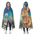 thumbnail image 1 of Funny Wild Rabbit Wearable Blanket Hoodies for Women Men Adults Rabbit Lovers Cozy Plush Floral Wild Rabbits Hooded Blankets for Couch Sofa Decor Birthday Gifts 50X60 Inch, 1 of 5