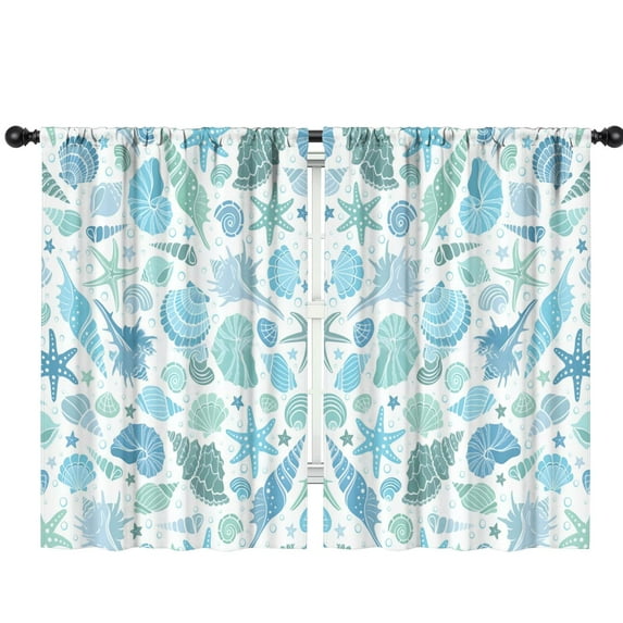 Funny Window Curtains for Kids Room - 42Wx63H Inch 2 Panels, Rod Pocket Colorful Cartoon Sea Wave Patterns for Boys Bedroom Decor Preschool Classroom Curtains Playroom Living Room Window Drapes